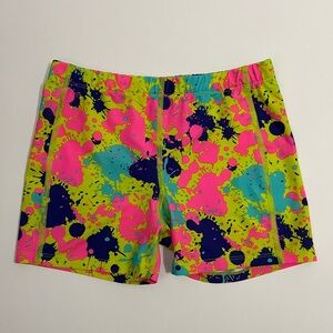Youth Girls BCG Neon Paint Splatter Spandex Shorts Size Medium 8/10